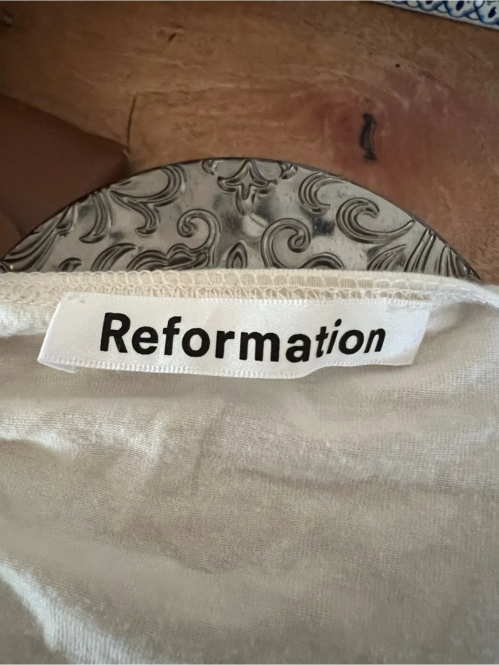 REFORMATION  FALLOW PUFF SLEEVE IVORY JERSEY TOP  Size M